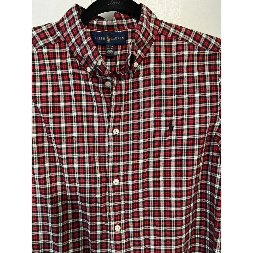 Ralph Lauren boy‘s red plaid shirt size XL 18-20